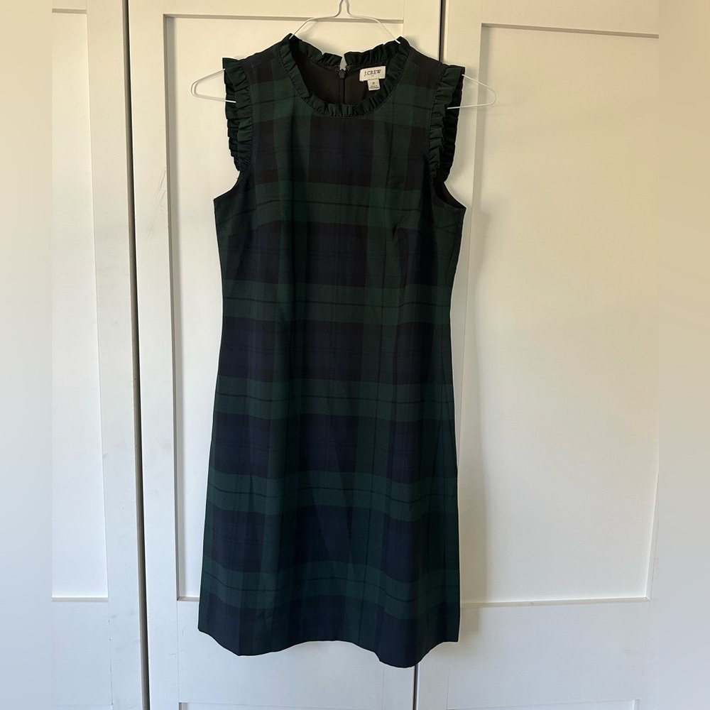 Wore once - J. Crew Dark Green and Navy Plaid Dress
